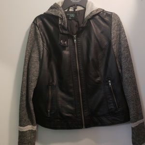 Leather/knit jacket